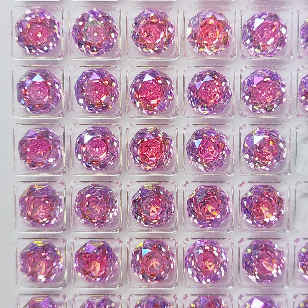 5A 6-8mm Octagonal Coated Sandwich Rose Cut Loose CZ Stone - 2pcs