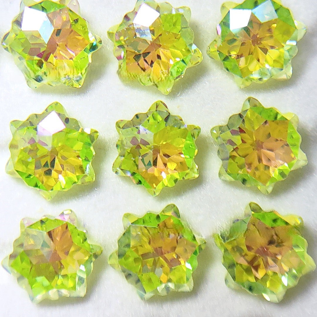 5A 6mm Hexagram Christmas Blizzard Cut Coated Loose CZ Stone - 2pcs