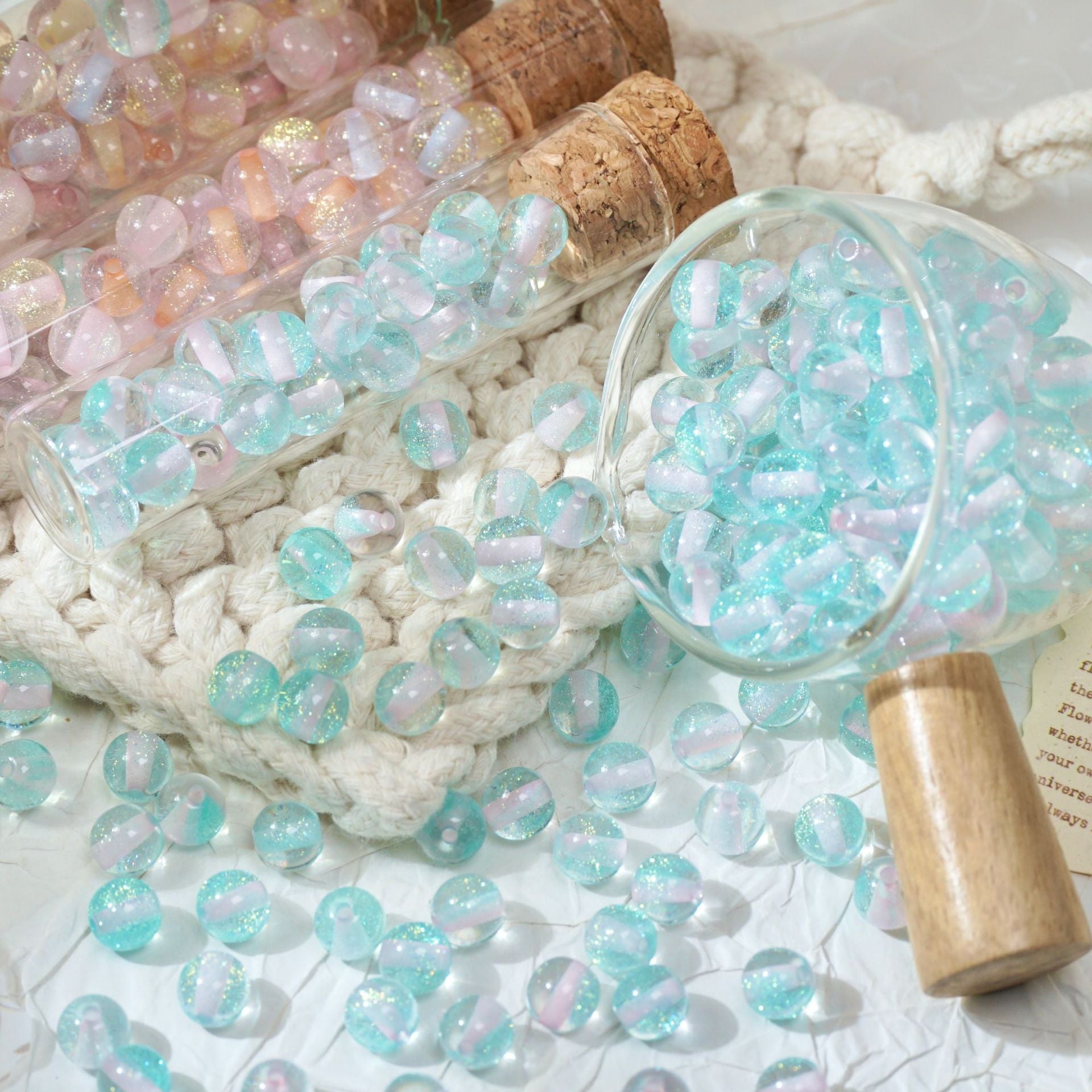 (50pcs) 8mm Resin Sugar-Coated Beads - Starry Fine Sparkle