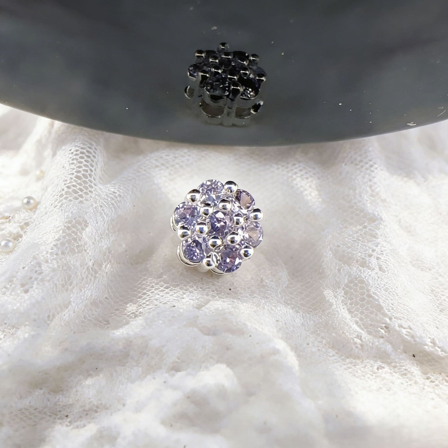 10pcs CZ-Set Flower Circle Spacer Bead
