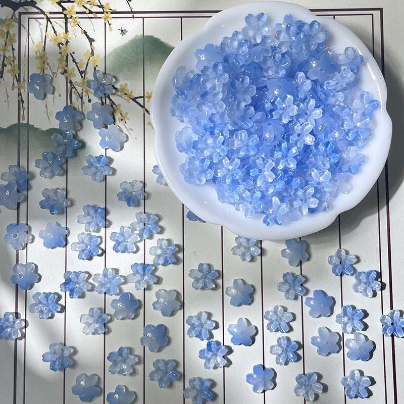 (50pcs)10mm 3D Sakura Flower Glass Beads