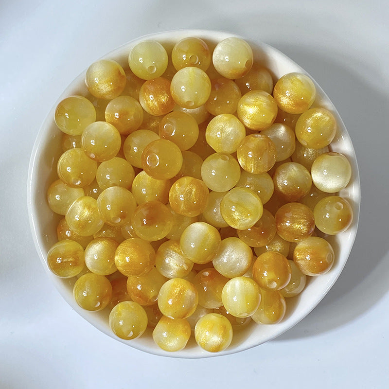 (50pcs)6/8/10/12/16mm Starry Resin Orbs - Golden Sands & Cat's Eye Beads