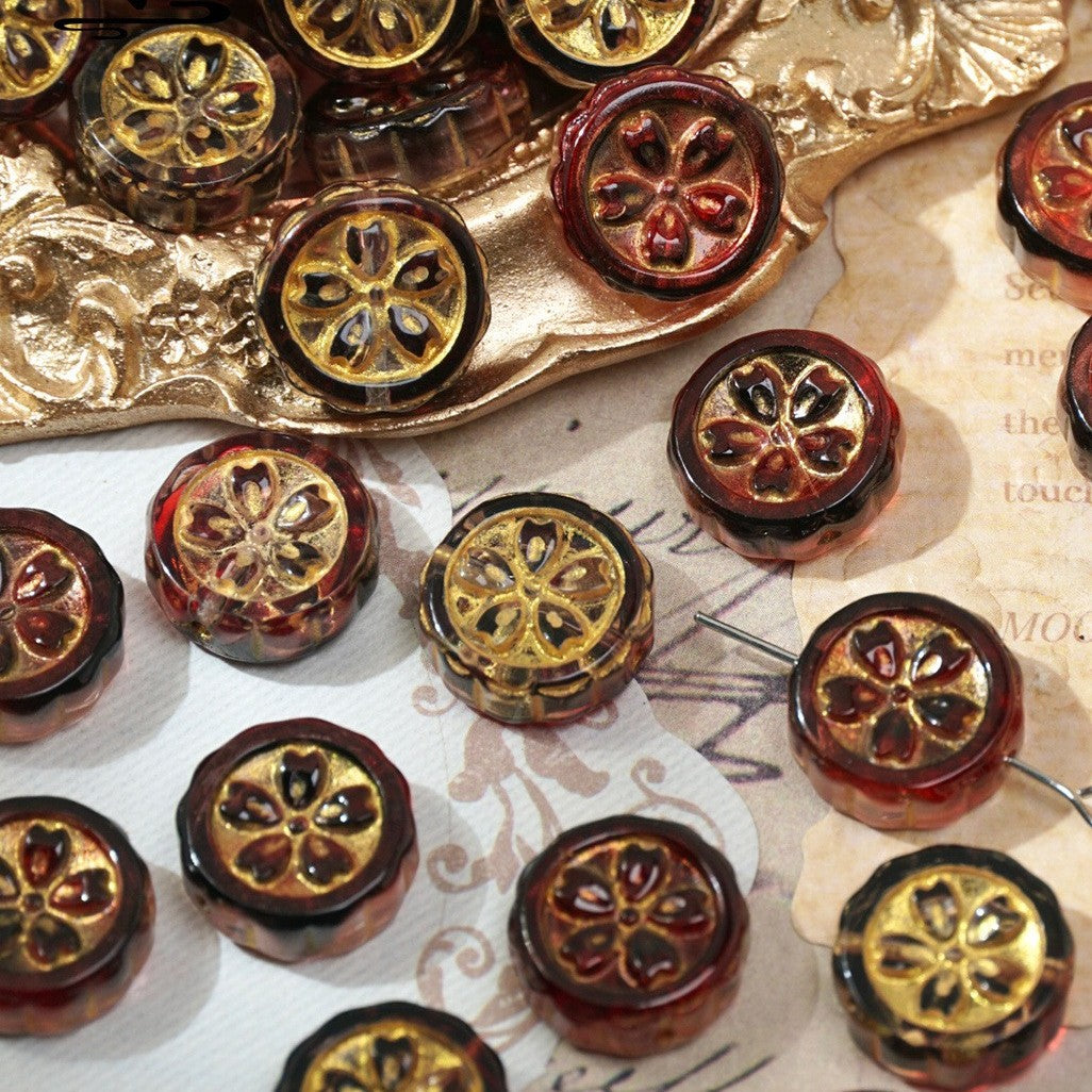 (50pcs)15mm Gold-Painted Resin Mooncake Crystal Beads