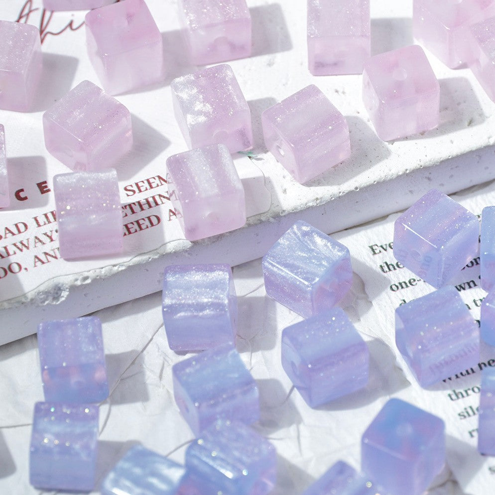 (50pcs)8mm Sugar Cube Light-Sensitive Beads - UV Reactive Resin Beads