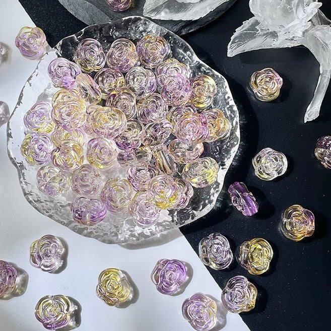 (50pcs)12mm Glass Rose Beads