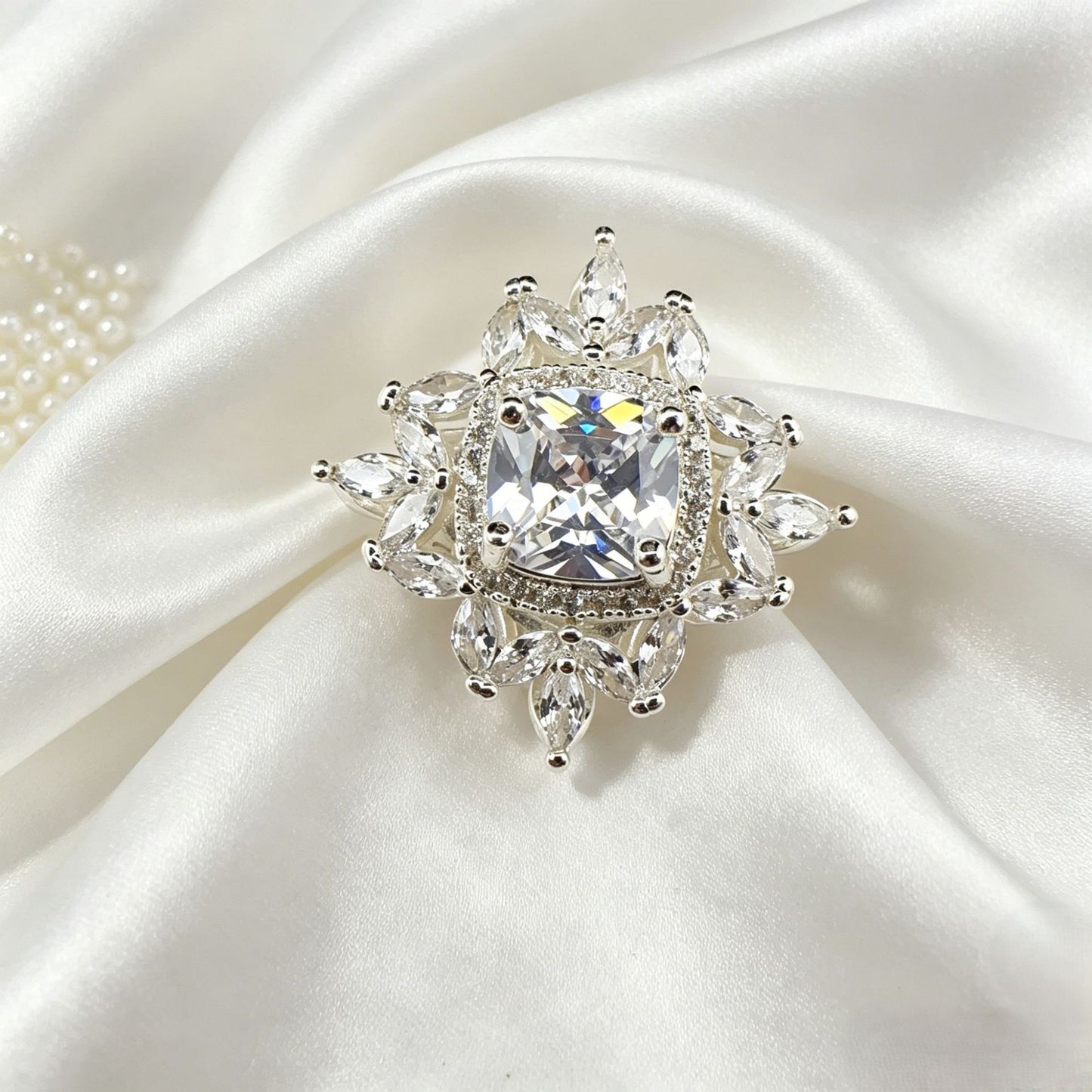 Diamond Sunflower Rose Full CZ Spacer Bead