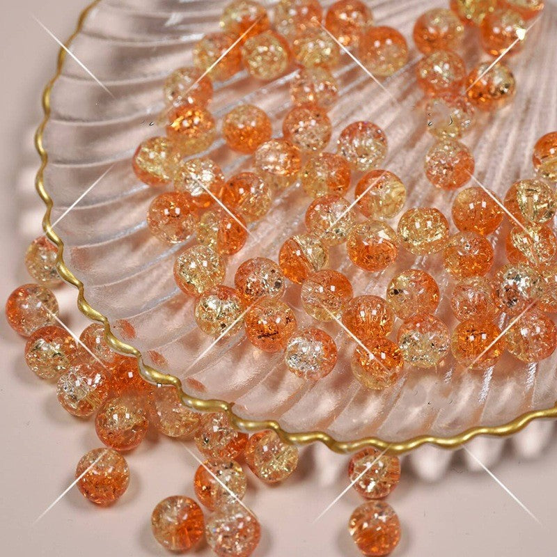 (200pcs)8/10mm Ice Crack Burst Crystal Glass Round Beads