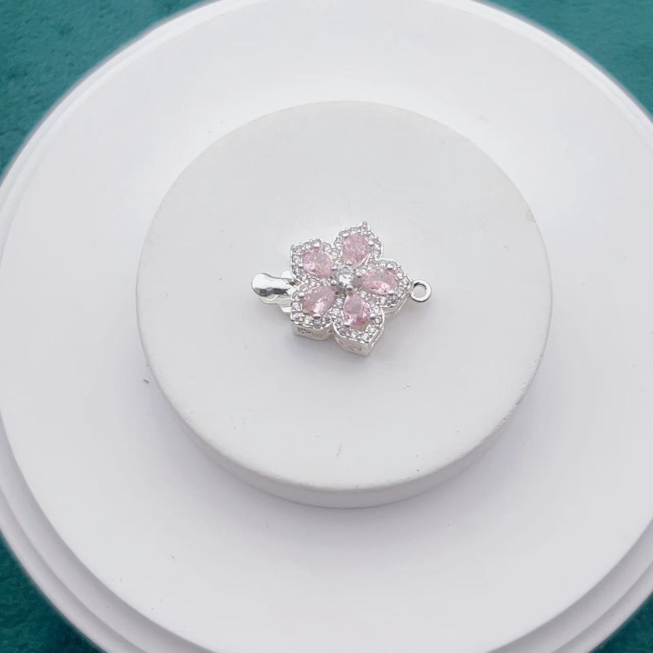 Micro-Pave CZ 5 Petal Single Row Clasp
