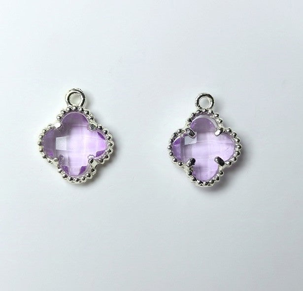 10pcs 12x15mm Crystal Glass Bezel Pendant Four-Leaf Clover Pendant