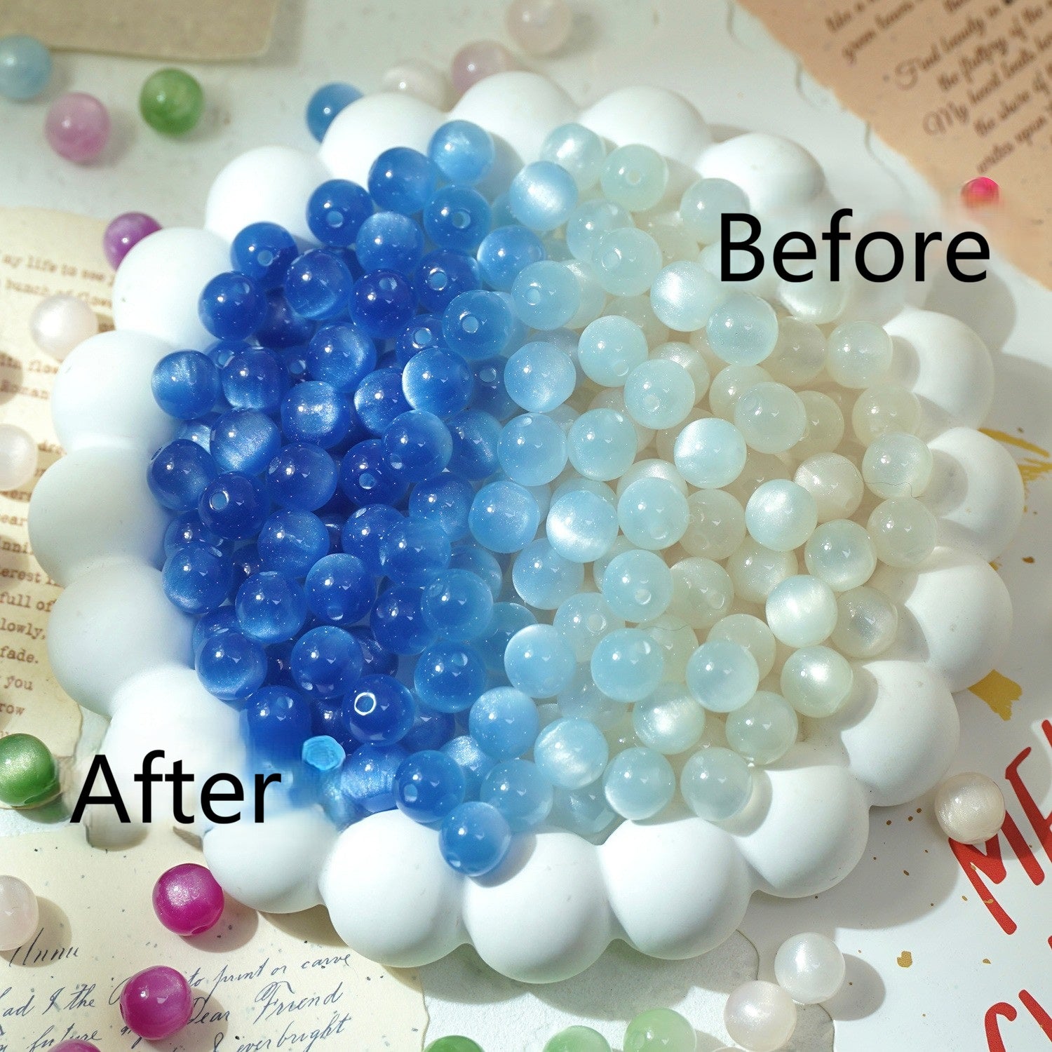 (50pcs)8/10/12/16mm Color-Changing Resin Round Beads - Light & Temperature Sensitive