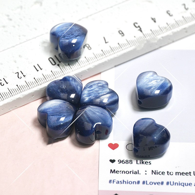 (5pcs)13x20mm Gradient Resin Heart Cat's Eye Beads