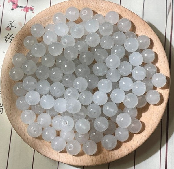 (200pcs)6/8/10/12mm Chalcedony Crystal Round Beads - Jade-like Series