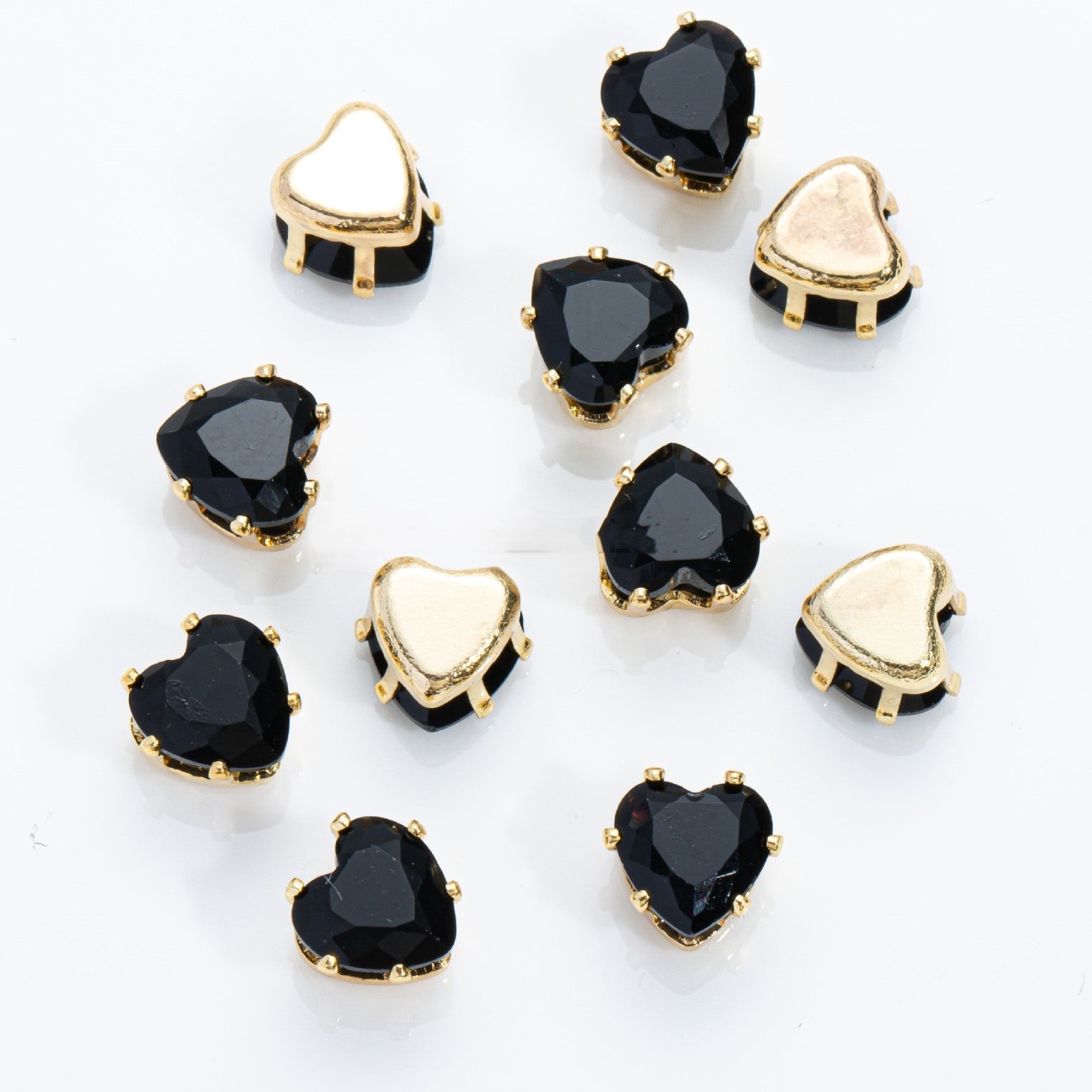 (100pcs)5MM Heart Prong-Set CZ with Silver & Gold Base