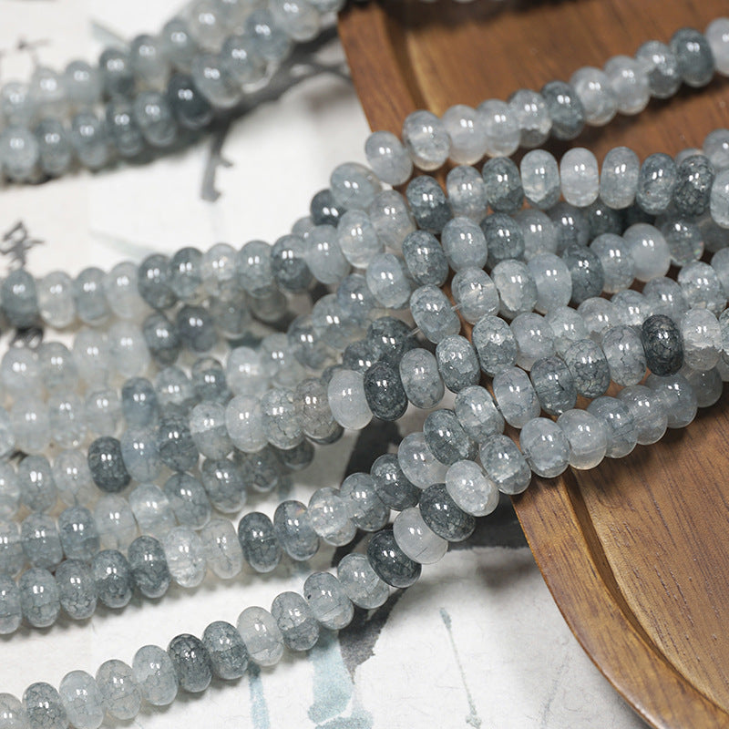 (100pcs)4x8mm Jade Crack Abacus Glass Beads - Water-Dyed Series