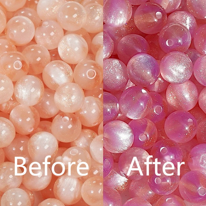 (50pcs)8/10/16mm Light & Temperature Color-Changing Resin Round Beads