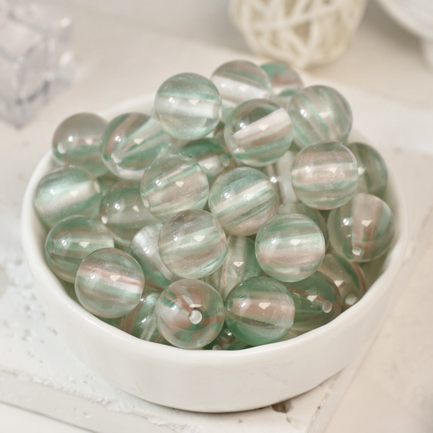 (50pcs)8/10/12/16mm Two-Tone Brushed Cat's Eye Resin Round Beads