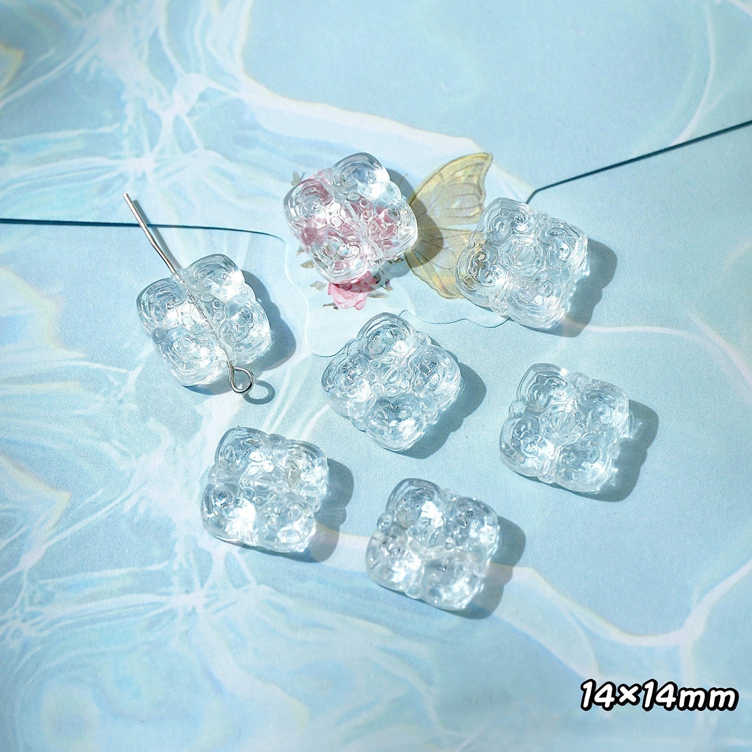 (50pcs)White Crystal Imitation Double-Pointed Irregular Glass Beads