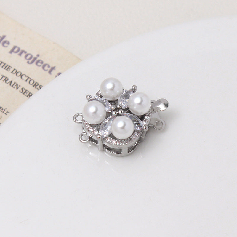Double CZ Pearl Bracelet Clasp