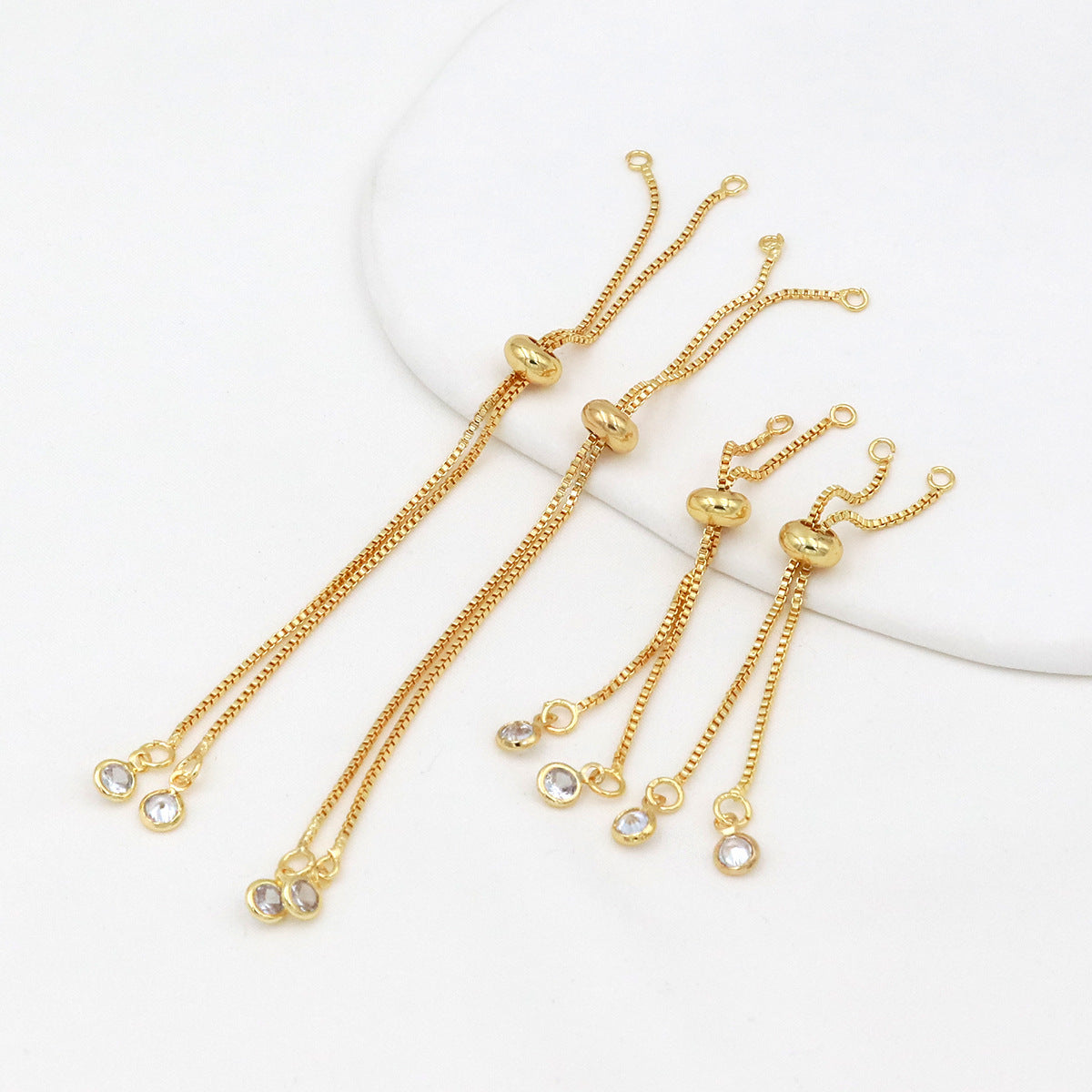 Adjustable Slider Chain With CZ Cubic Zirconia Ends