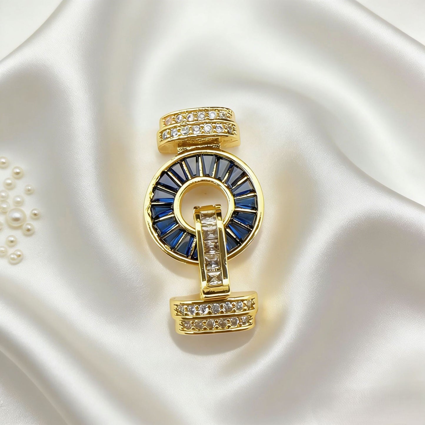 Paved Clasp with T-Square Colored Zirconia