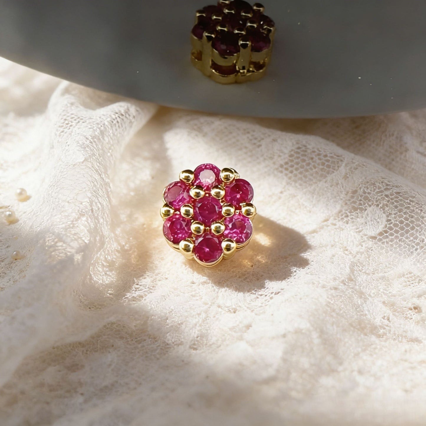 10pcs CZ-Set Flower Circle Spacer Bead