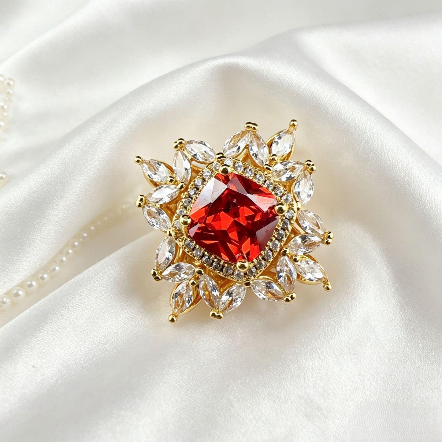 Diamond Sunflower Rose Full CZ Spacer Bead