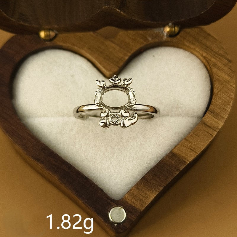 925 Sterling Silver Zodiac Ring Mount for 6x8mm Oval Gemstone, Unset DIY