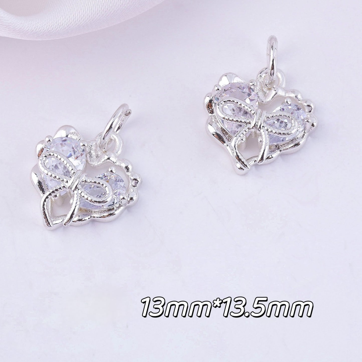 (5pcs)Micro-Set Cubic Zirconia Bowknot Pendants