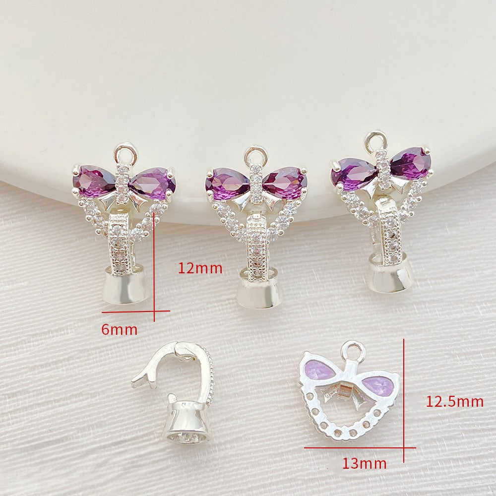 CZ-Set Bow Pearl Single Clasp