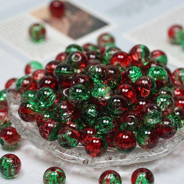 (200pcs)8/10mm Ice Crack Burst Crystal Glass Round Beads