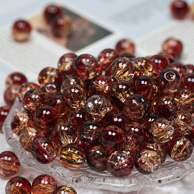 (200pcs)8/10mm Ice Crack Burst Crystal Glass Round Beads