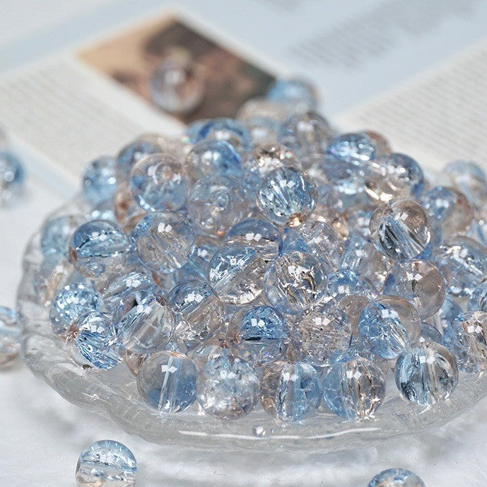 (200pcs)8/10mm Ice Crack Burst Crystal Glass Round Beads