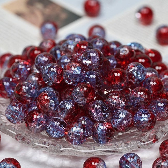 (200pcs)8/10mm Ice Crack Burst Crystal Glass Round Beads