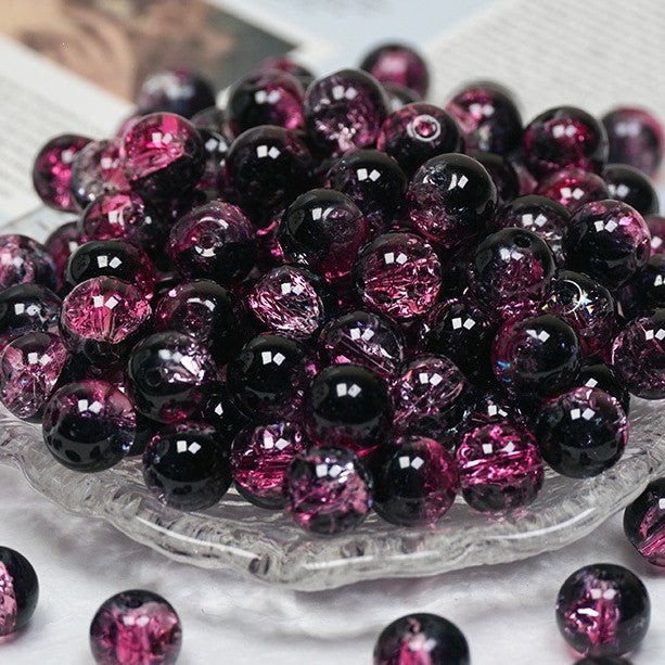 (200pcs)8/10mm Ice Crack Burst Crystal Glass Round Beads