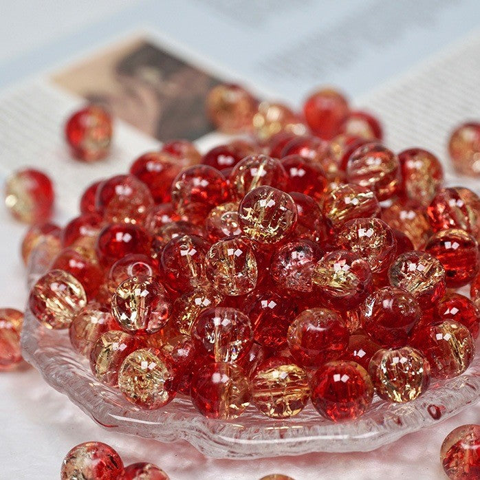 (200pcs)8/10mm Ice Crack Burst Crystal Glass Round Beads