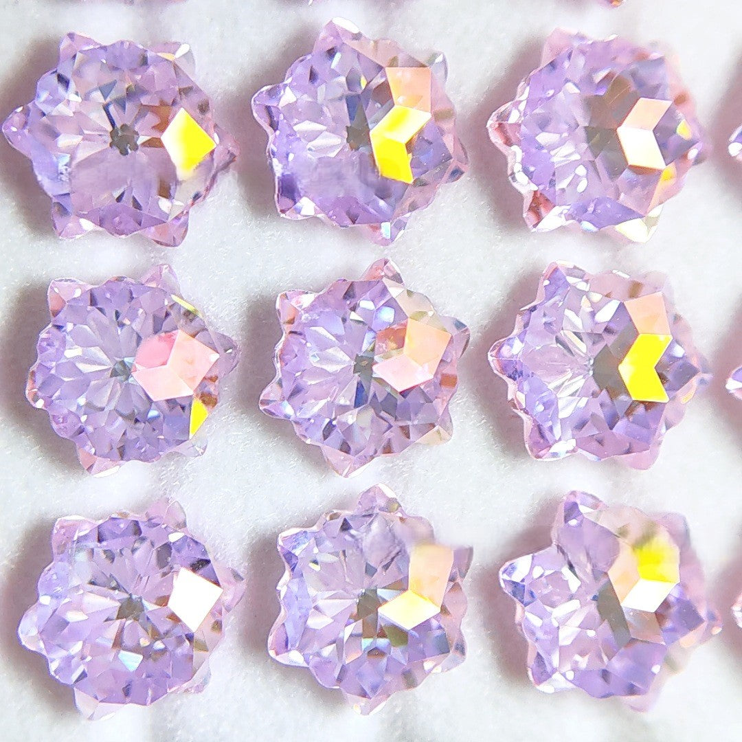 5A 6mm Hexagram Christmas Blizzard Cut Coated Loose CZ Stone - 2pcs