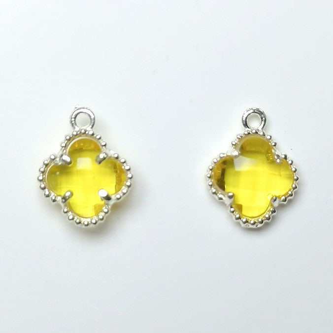 10pcs 12x15mm Crystal Glass Bezel Pendant Four-Leaf Clover Pendant