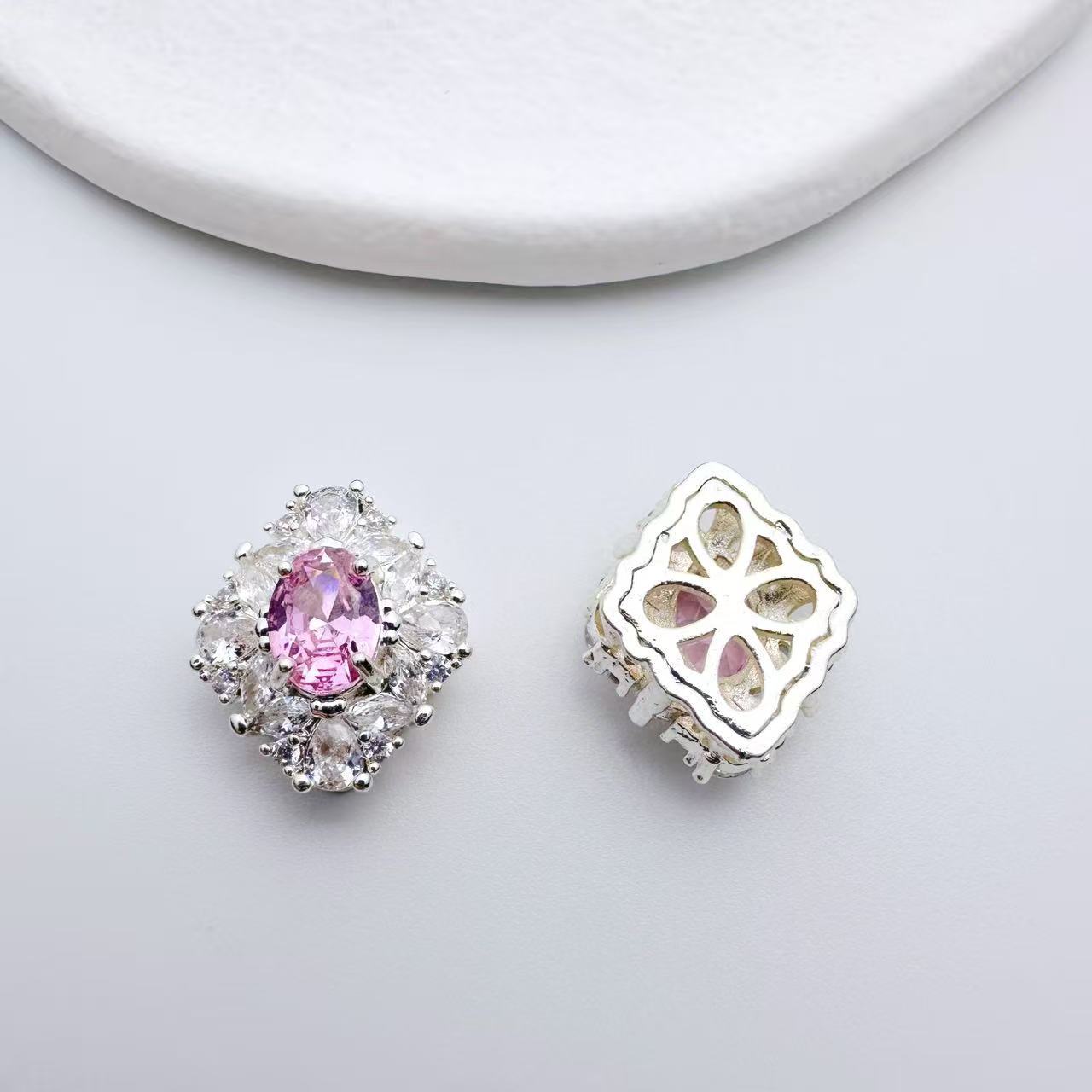 (2pcs)Rhombus CZ Spacer Beads with Multiple Hole