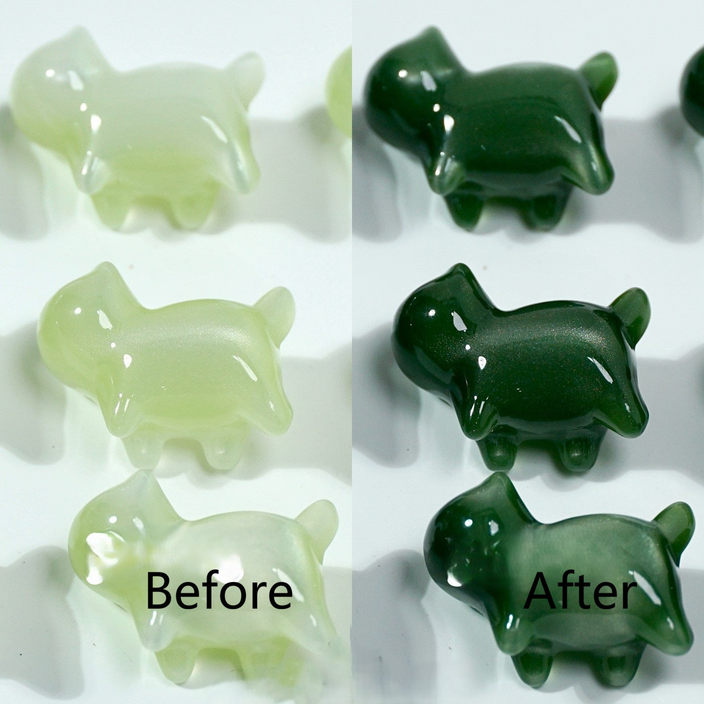 (5pcs)UV Color-Changing Resin Small Cat's Eye Cat Bead-No Holes