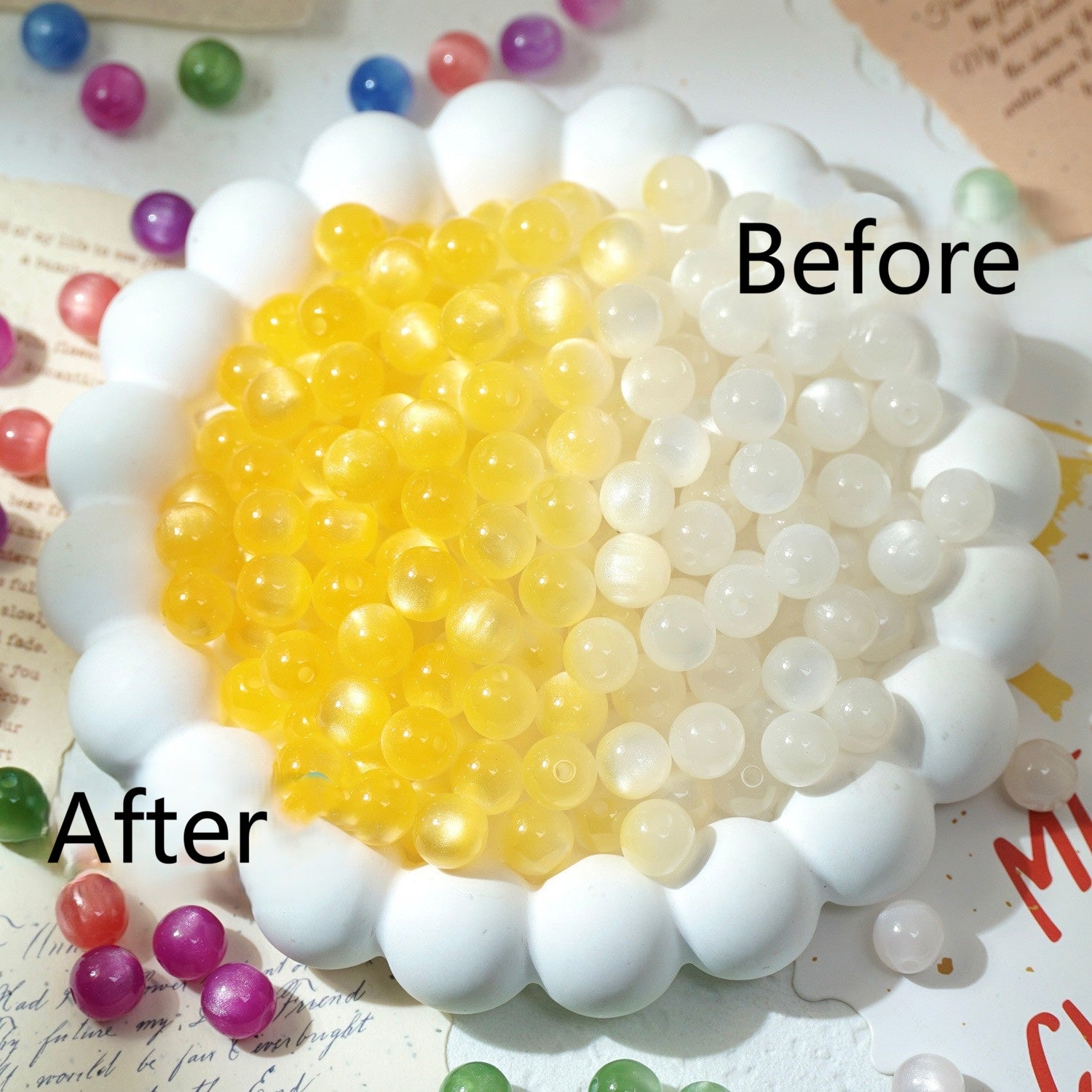 (50pcs)8/10/12/16mm Color-Changing Resin Round Beads - Light & Temperature Sensitive