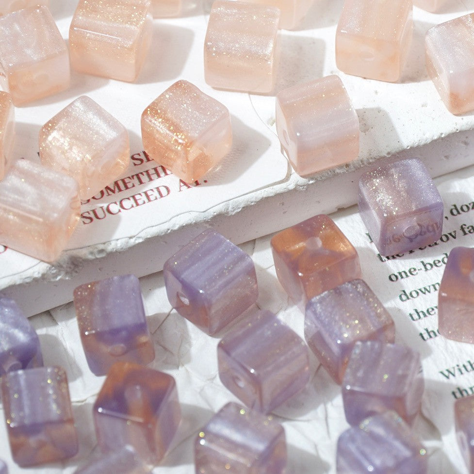 (50pcs)8mm Sugar Cube Light-Sensitive Beads - UV Reactive Resin Beads