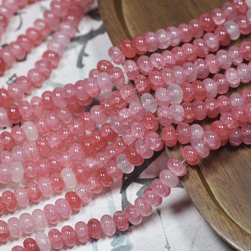 (100pcs)4x8mm Jade Crack Abacus Glass Beads - Water-Dyed Series
