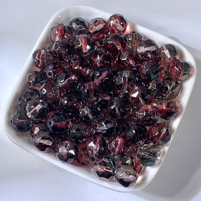 (50pcs)10mm Glass Crystal Irregular Round Beads