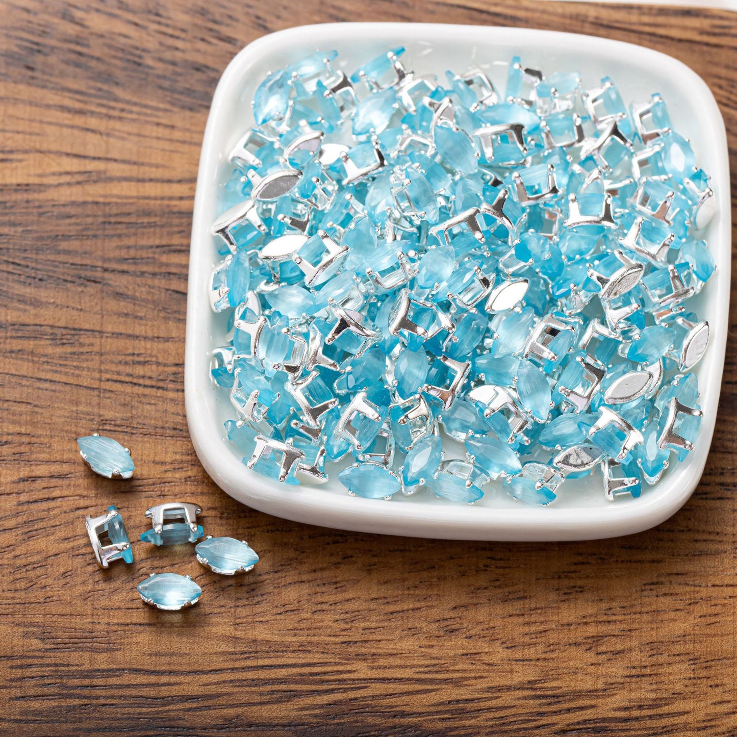 (100pcs)2.5x5mm Cat Eye Rectangle Prong-Set CZ
