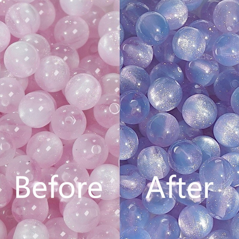 (50pcs)8/10/16mm Light & Temperature Color-Changing Resin Round Beads