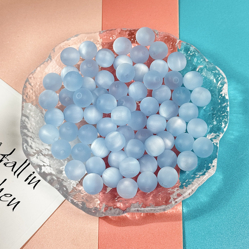 (100pcs)8mm Matte Resin Cat's Eye Round Beads ¨C Frosted Candy Series