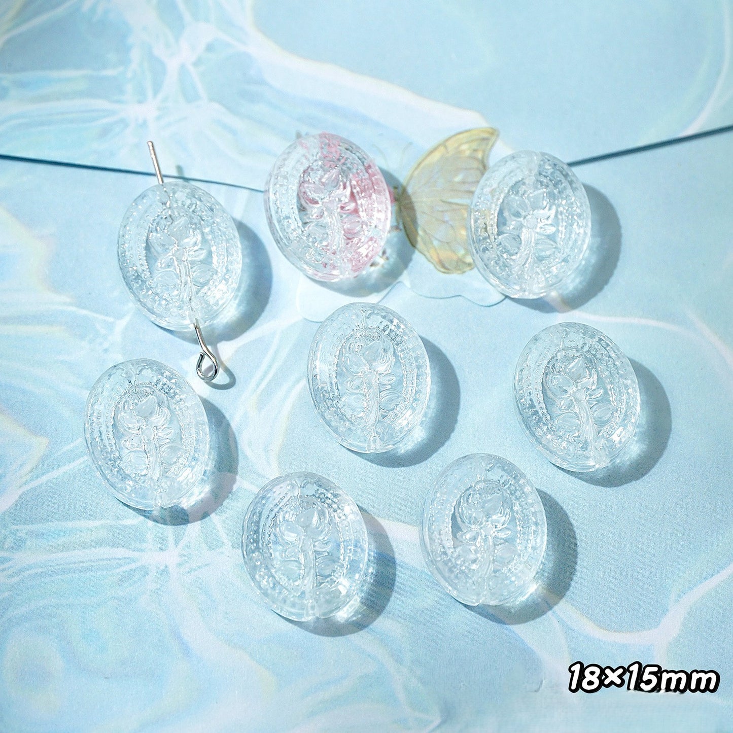 (50pcs)White Crystal Imitation Double-Pointed Irregular Glass Beads