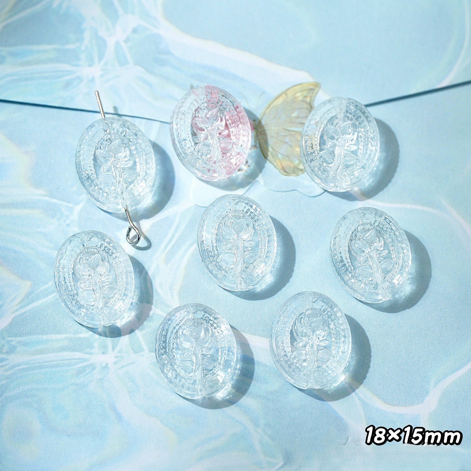 (50pcs)White Crystal Imitation Double-Pointed Irregular Glass Beads