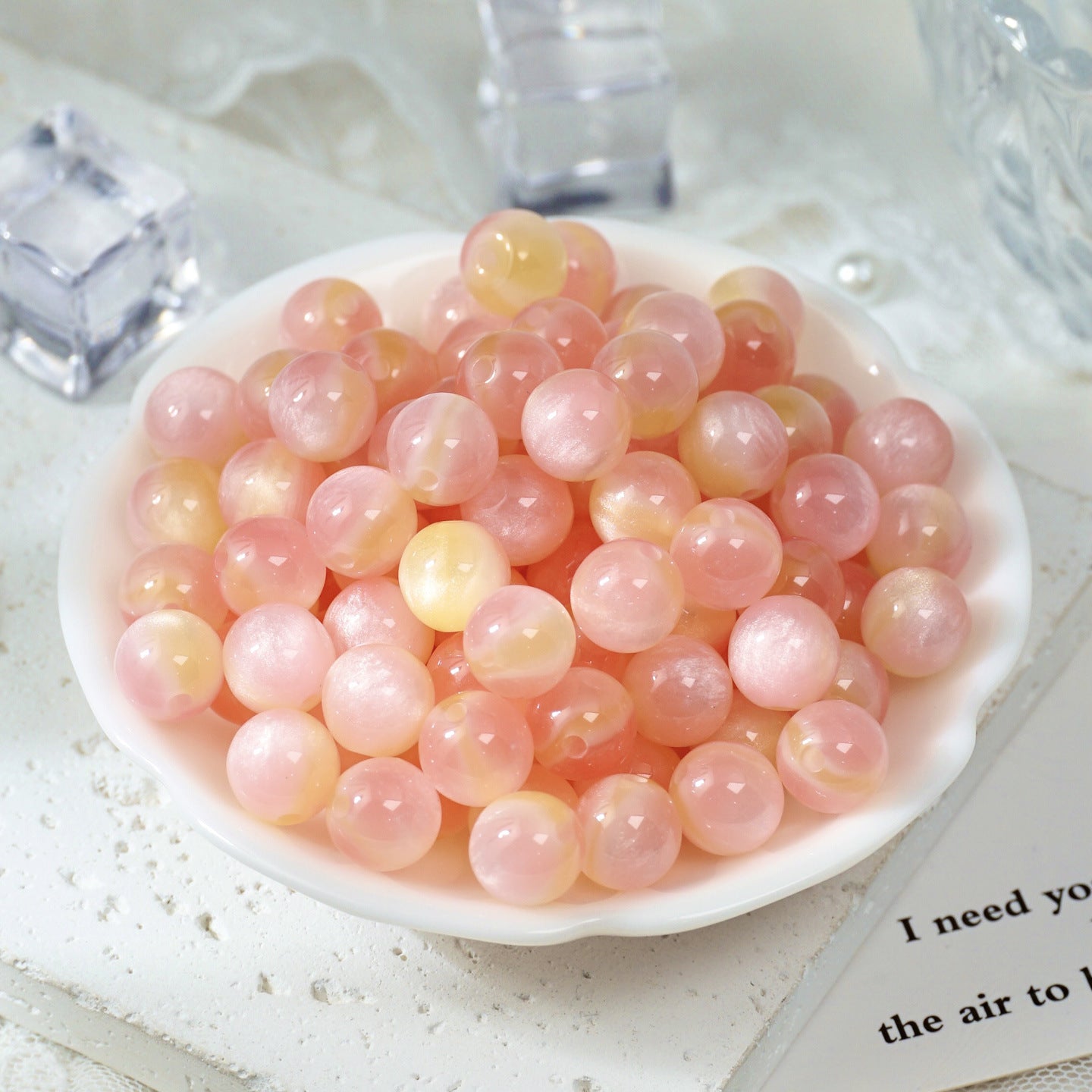 (50pcs)8/10/12/16MM Glow-in-the-Dark Resin Gradient Round Beads - Luminous Galaxy Series