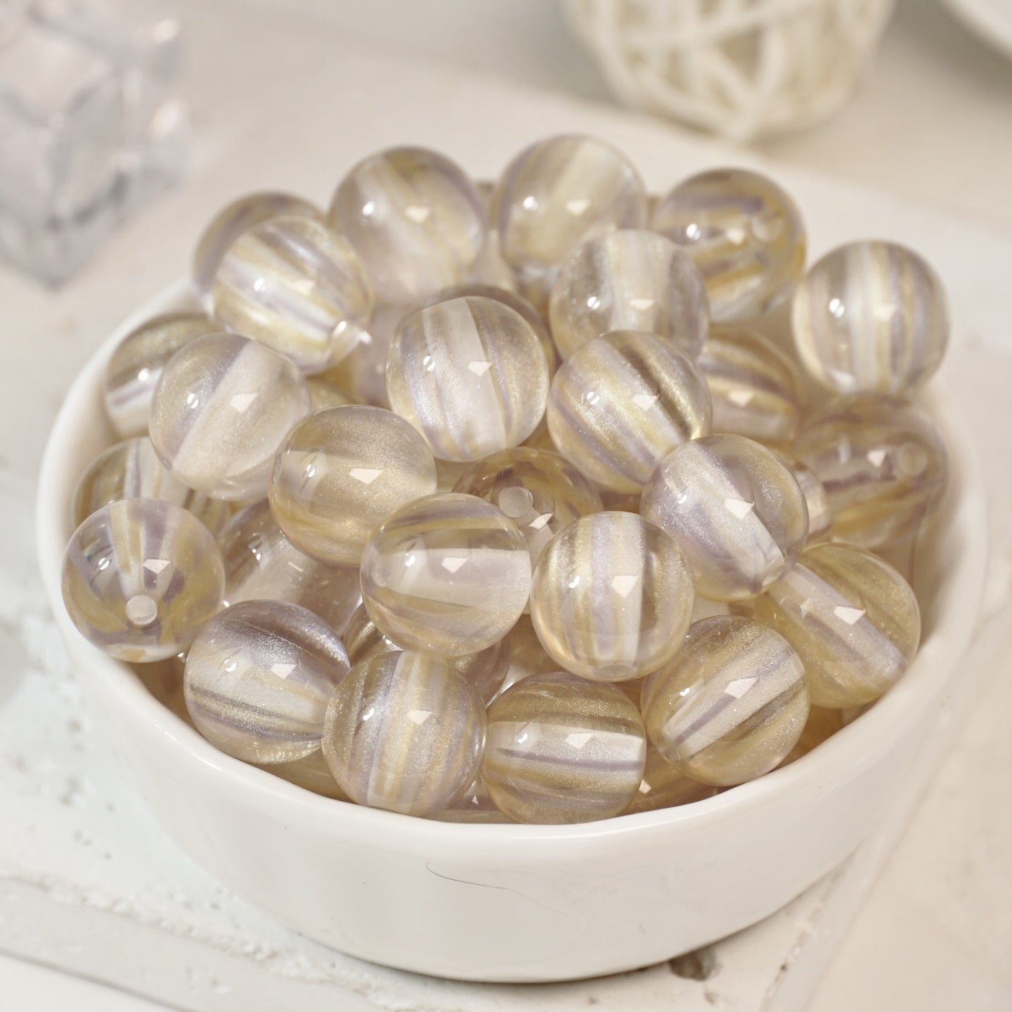 (50pcs)8/10/12/16mm Two-Tone Brushed Cat's Eye Resin Round Beads